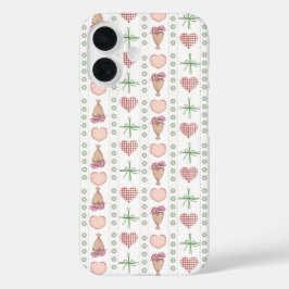 Funda iPhone 16 Corazones femeninos en acuarela y flores blancas y
