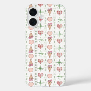 Funda iPhone 16 Corazones femeninos en acuarela y flores blancas y