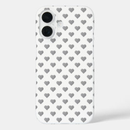 Funda iPhone 16 Corazones gris de hormigón simétricos pequeños en 