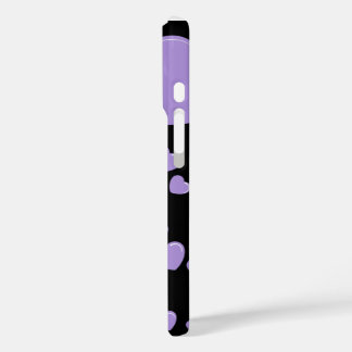Funda iPhone 16 corazones naranjas y morados con lunares