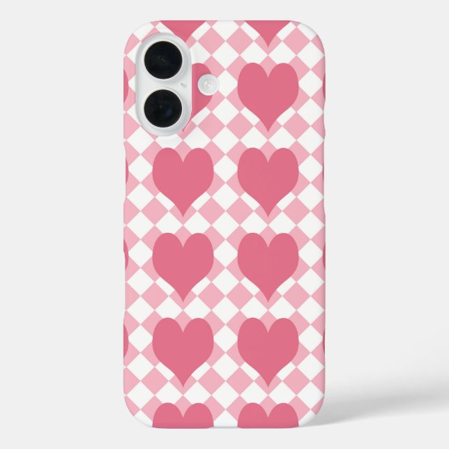 Funda iPhone 16 Corazones rosas (Reverso )
