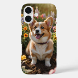 Funda iPhone 16 Corgi Garden Fun
