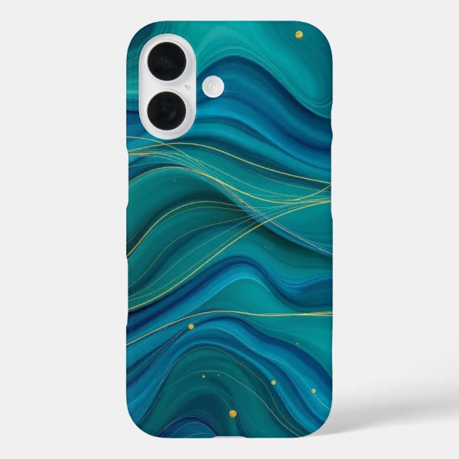 Funda iPhone 16 Corrientes doradas (Reverso )
