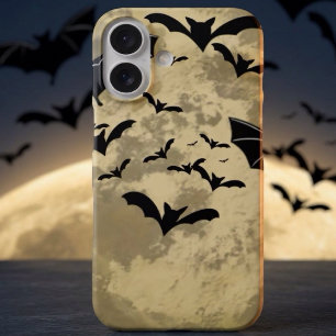 Funda iPhone 16 Cosecha de Halloween Luna Llena y Murciélagos de V