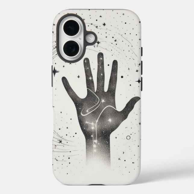 Funda iPhone 16 Cosmic Hand in Starry Galaxy – Surreal Spiritual S (Reverso )