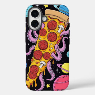 Funda iPhone 16 Cosmic Pizza Slice: Aventura espacial excéntrica
