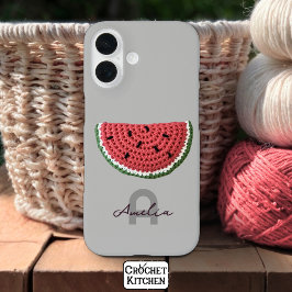 Funda iPhone 16 Cosmo Crochet Watermelon Fruto Monograma estético