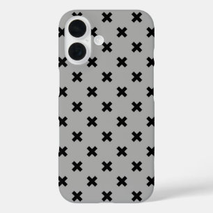 Funda iPhone 16 Costillas de cruz negra en gris