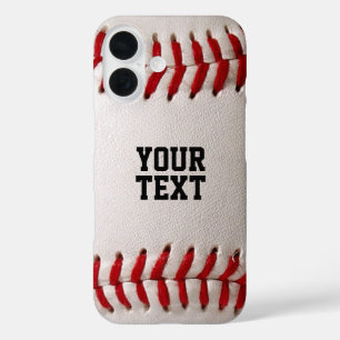 Funda iPhone 16 Costura de béisbol y sóftbol con texto personaliza