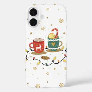 Funda iPhone 16 Cosy Gold Navidades Coffee Cocoa
