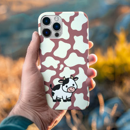 Funda iPhone 16 Cow Pattern in White on Red with Cow