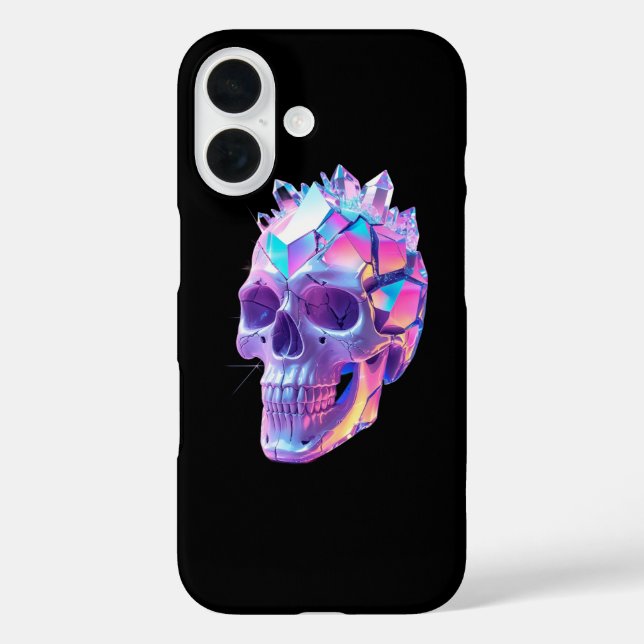 Funda iPhone 16 Cráneo atómico de neón (Reverso )