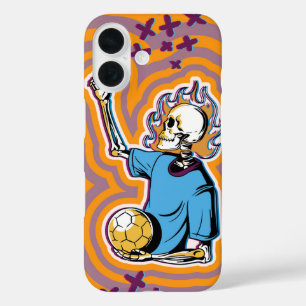 Funda iPhone 16 Cráneo de Fútbol psicodélico