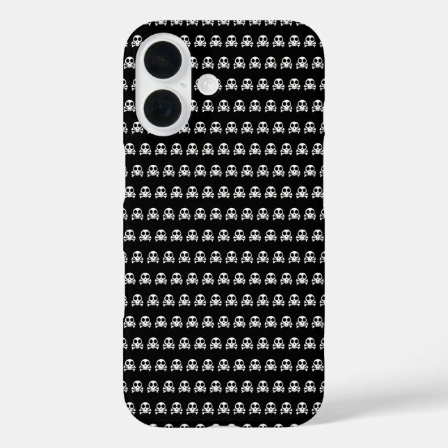 Funda iPhone 16 cráneo espeluznante sobre un fondo negro (Reverso )