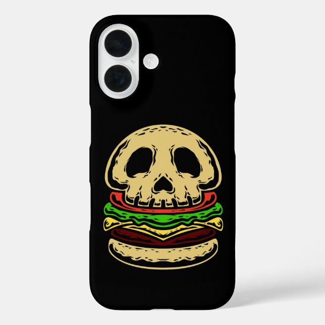 Funda iPhone 16 cráneo esqueleto muerte temible hamburguesa espelu (Reverso )