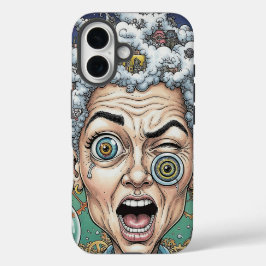 Funda iPhone 16 Crazy Expression Caricatura Teléfono Caso Arte Úni