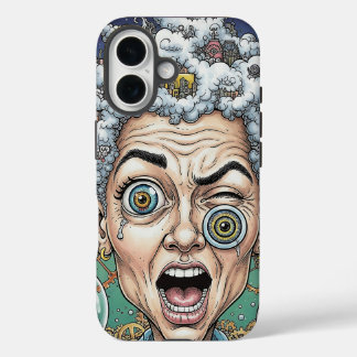 Funda iPhone 16 Crazy Expression Caricatura Teléfono Caso Arte Úni
