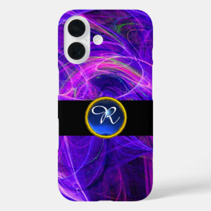 FUNDA iPhone 16 CRAZY FOTON AZUL SAPPHIRE GEM STONE MONOGRAM