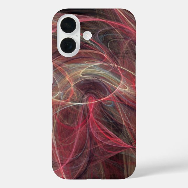 Funda iPhone 16 CRAZY FOTON Ondas Fractales Gris Púrpura (Reverso )