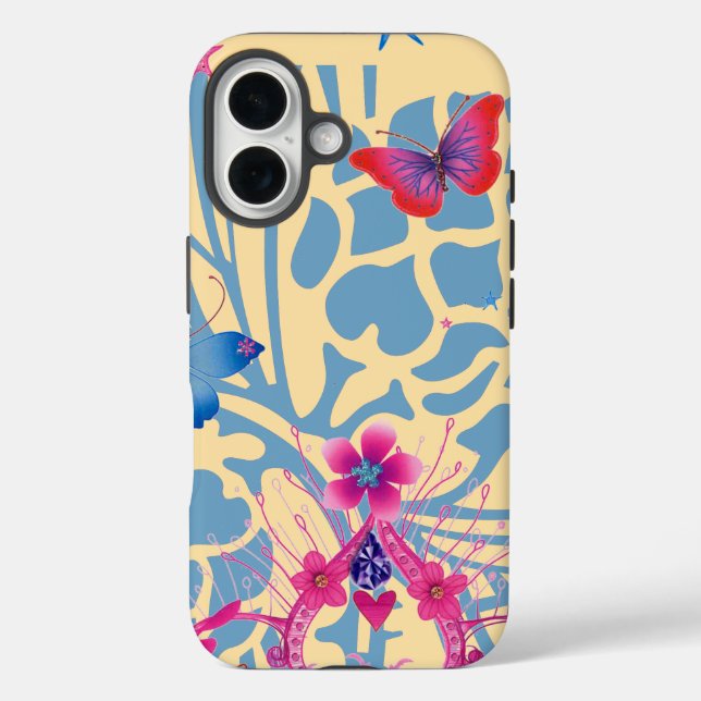 Funda iPhone 16 Crea tu propia flora de mariposa (Reverso )