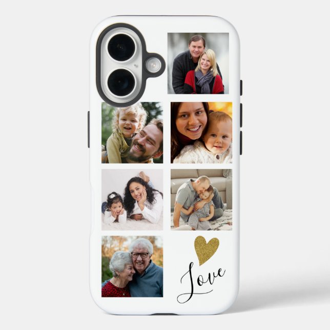 Funda iPhone 16 Crea tu propio amor familiar de 6 Collages de foto (Reverso )