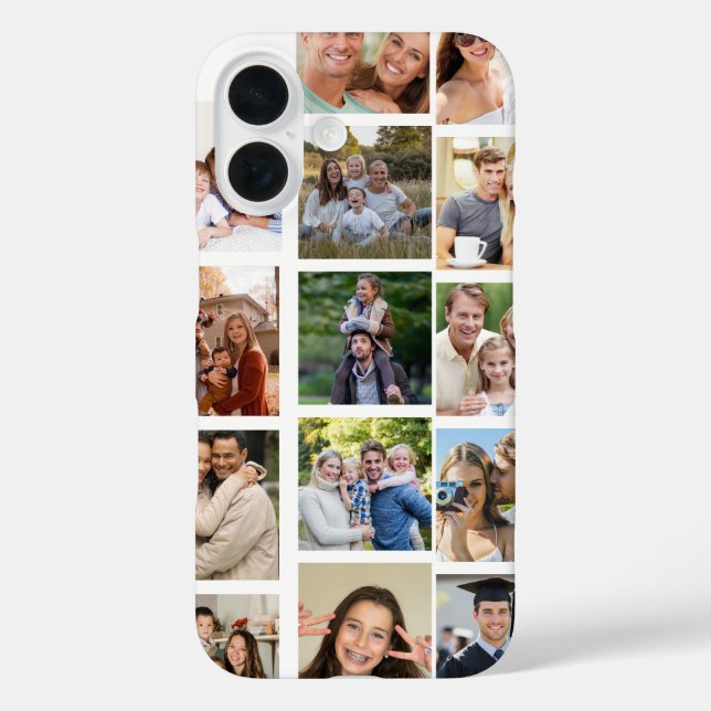 Funda iPhone 16 Crea tu propio collage de 14 fotos (Reverso )