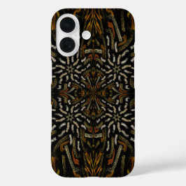 Funda iPhone 16 Creamy Golden Yellows Raked Pattern On Black