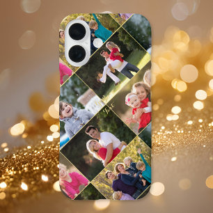 Funda iPhone 16 Crear 5 Collage de Fotos Familia Niños Monograma