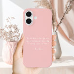 Funda iPhone 16 Create Your Own Quote<br><div class="desc">Create your own quote iPhone case. Features your favorite inspirational quote,  song lyric,  funny saying,  bible verse or custom text in minimalist typewriter style typography on blush pink color background.</div>