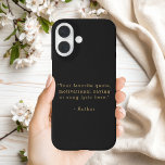 Funda iPhone 16 Create Your Own Quote<br><div class="desc">Create your own quote iPhone case. Features your favorite inspirational quote,  song lyric,  funny saying,  bible verse or custom text in minimalist black and gold typewriter style typography.</div>