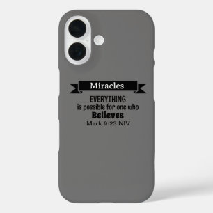 Funda iPhone 16 Creer en milagros Biblia contra cristiano gris
