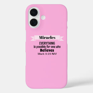 Funda iPhone 16 Creer en milagros Biblia versus cristiano rosado