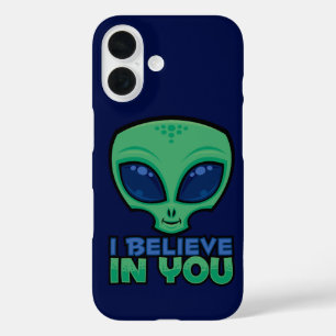 Funda iPhone 16 Creo En Tu Amigable Personalizado Alien