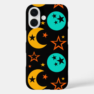 Funda iPhone 16 Crescent and Full Moon Stars Midnight