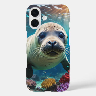 Funda iPhone 16 Cría de foca bajo el agua
