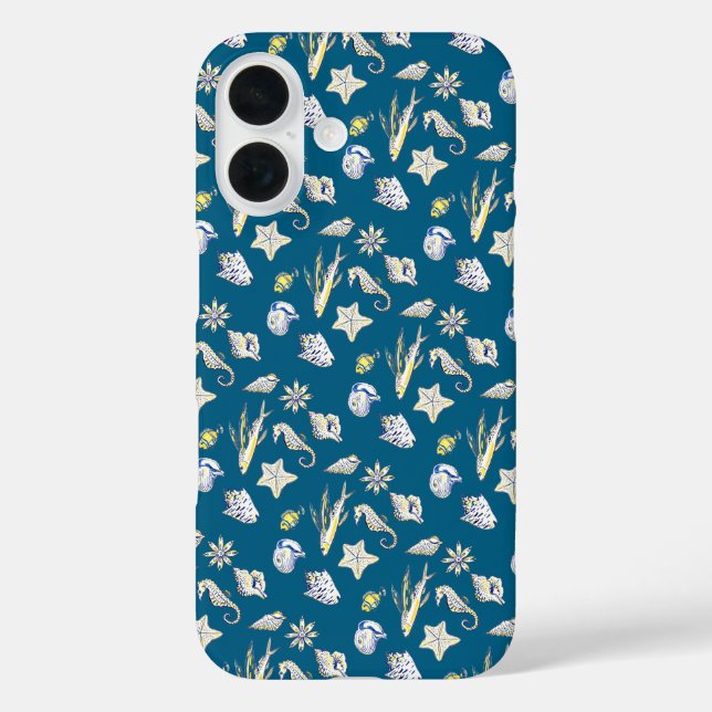 Funda iPhone 16 Criaturas del azul marino (Reverso )