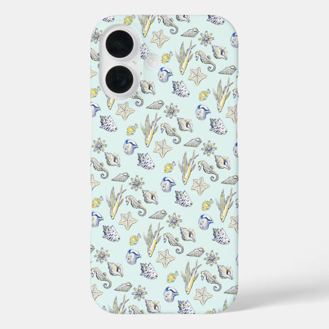 Funda iPhone 16 Criaturas del océano acuamarino (Reverso )