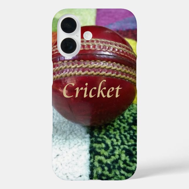 Funda iPhone 16 Cricket: Impresión del arte Red Hard Ball (Reverso )
