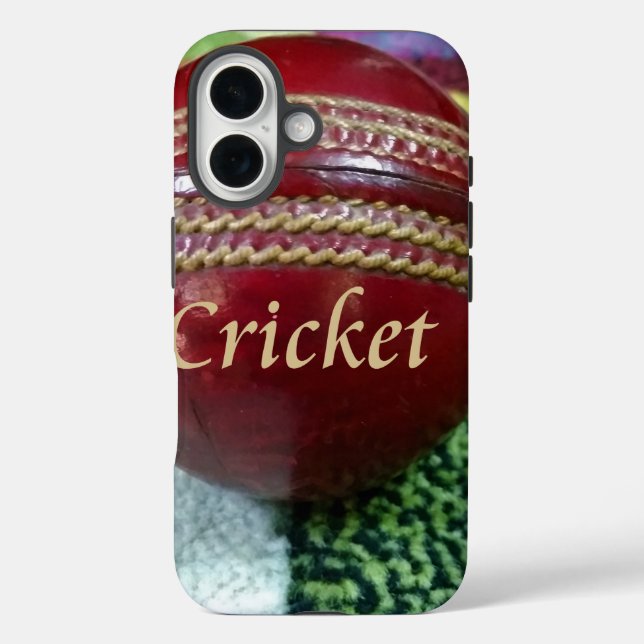Funda iPhone 16 Cricket: Impresión del arte Red Hard Ball (Reverso )