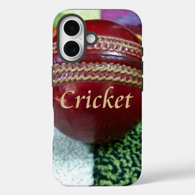 Funda iPhone 16 Cricket: Impresión del arte Red Hard Ball (Reverso )