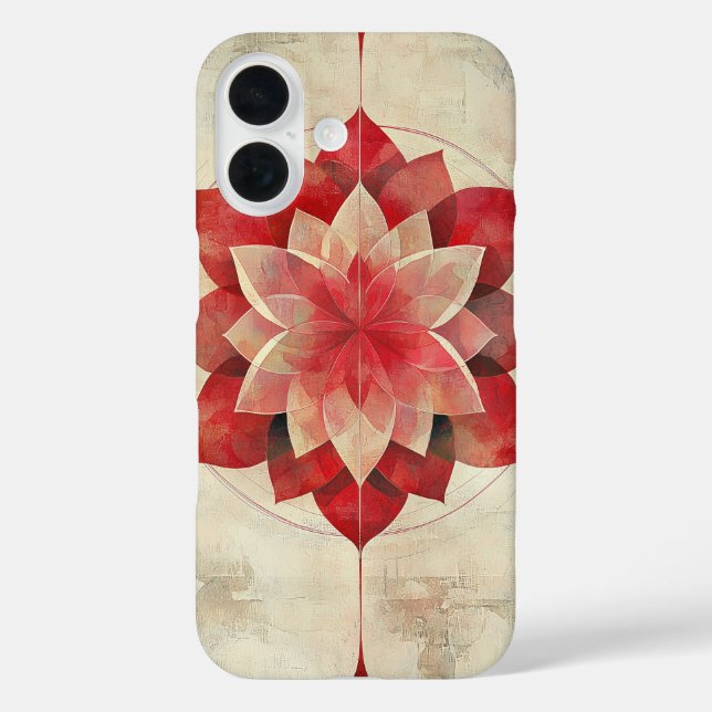 Funda iPhone 16 Crimson Bloom Mandala (Reverso )