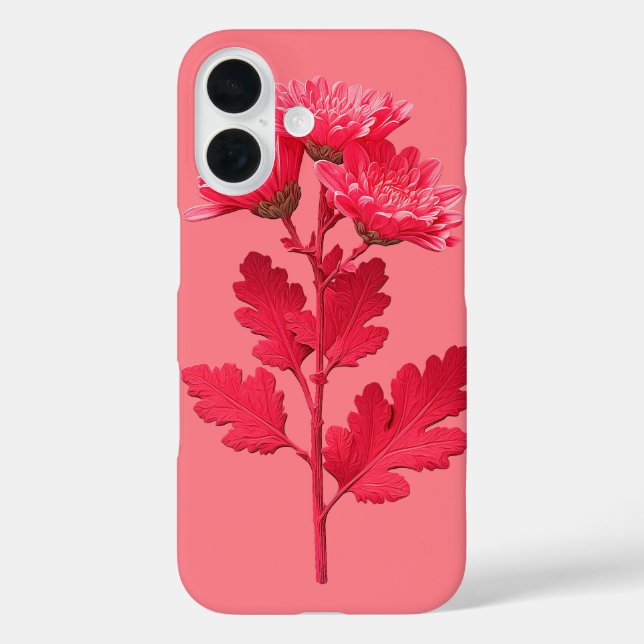 Funda iPhone 16 Crisantemo Rosa  (Reverso )