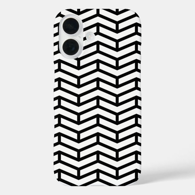 Funda iPhone 16 Crisp Sharp Flechas opuestas Chevron Blanco Negro (Reverso )