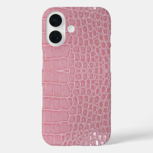 Funda iPhone 16 Crocodilo de cuero rosa Estética