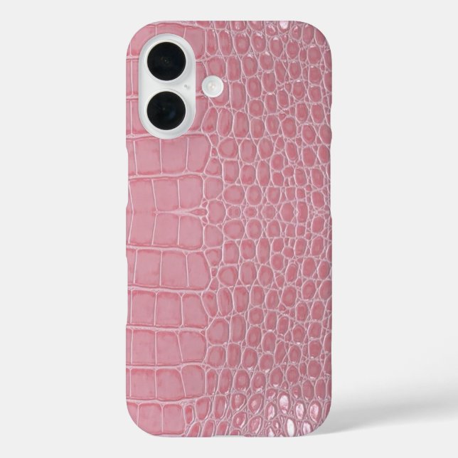 Funda iPhone 16 Crocodilo de cuero rosa Estética (Reverso )