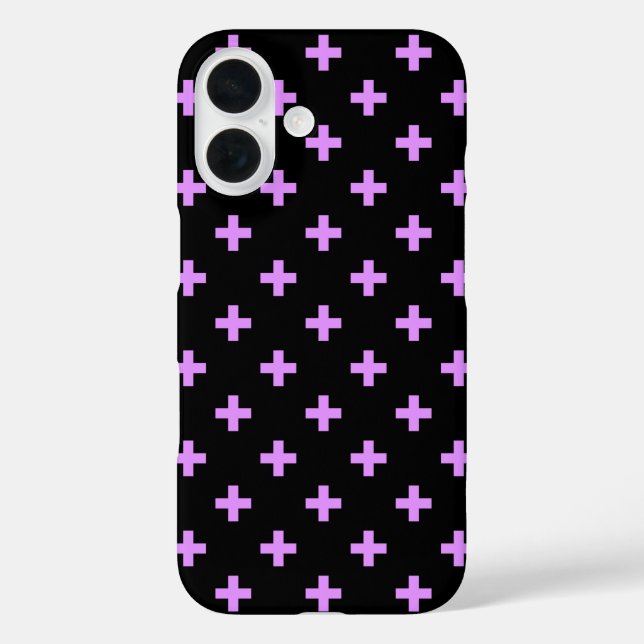 Funda iPhone 16 Cruces de Lilac Polka sobre negro (Reverso )