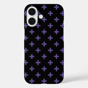 Funda iPhone 16 Cruces de lunares ultra violetas sobre negro