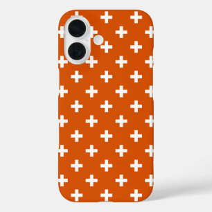 Funda iPhone 16 Cruces de polka blanca sobre naranja quemado