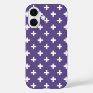 Funda iPhone 16 Cruces de polka blanca sobre ultravioleta
