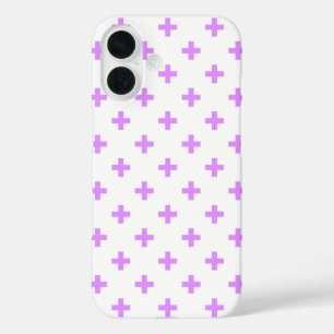 Funda iPhone 16 Cruces de polka de Lilac sobre blanco